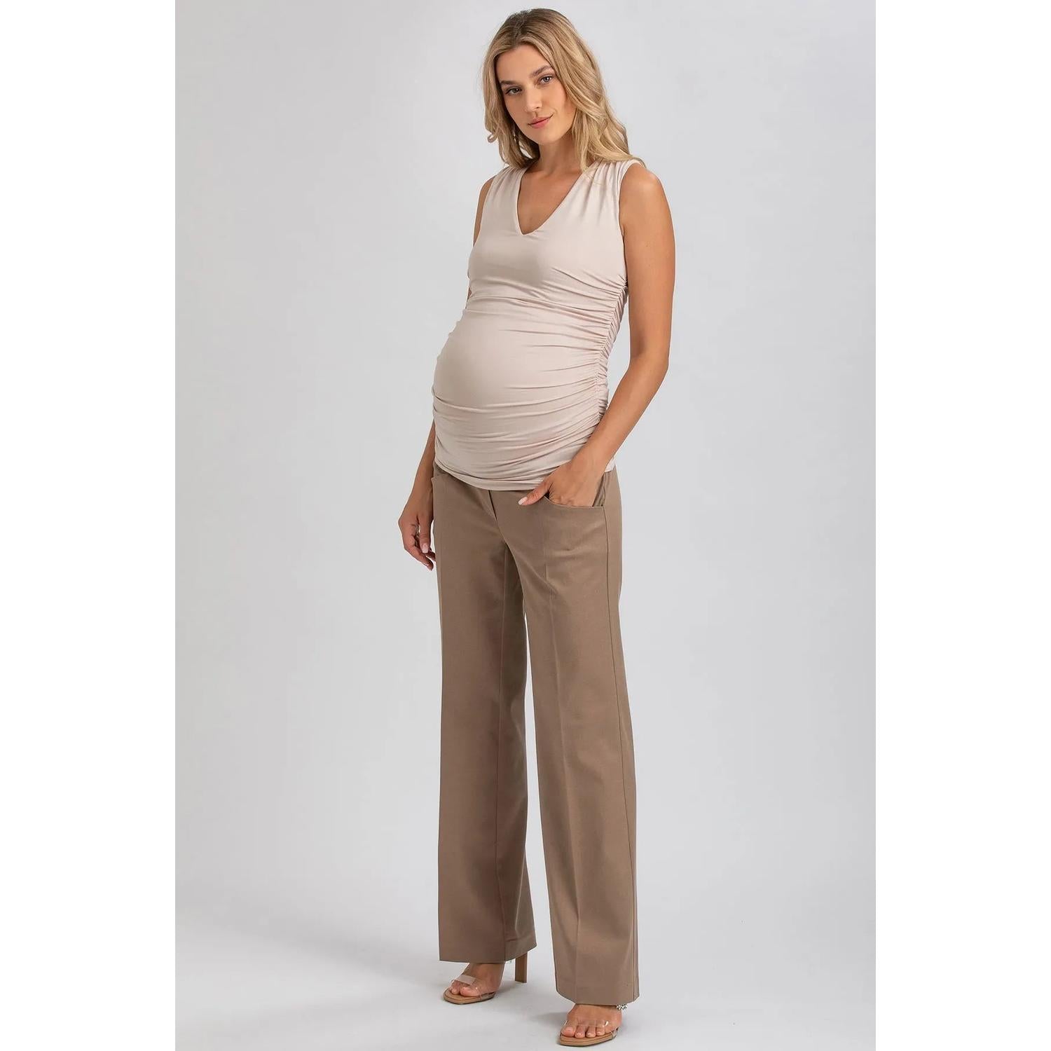 DOLCE - Maglia Premaman Beige Smanicata in Morbido Bambù