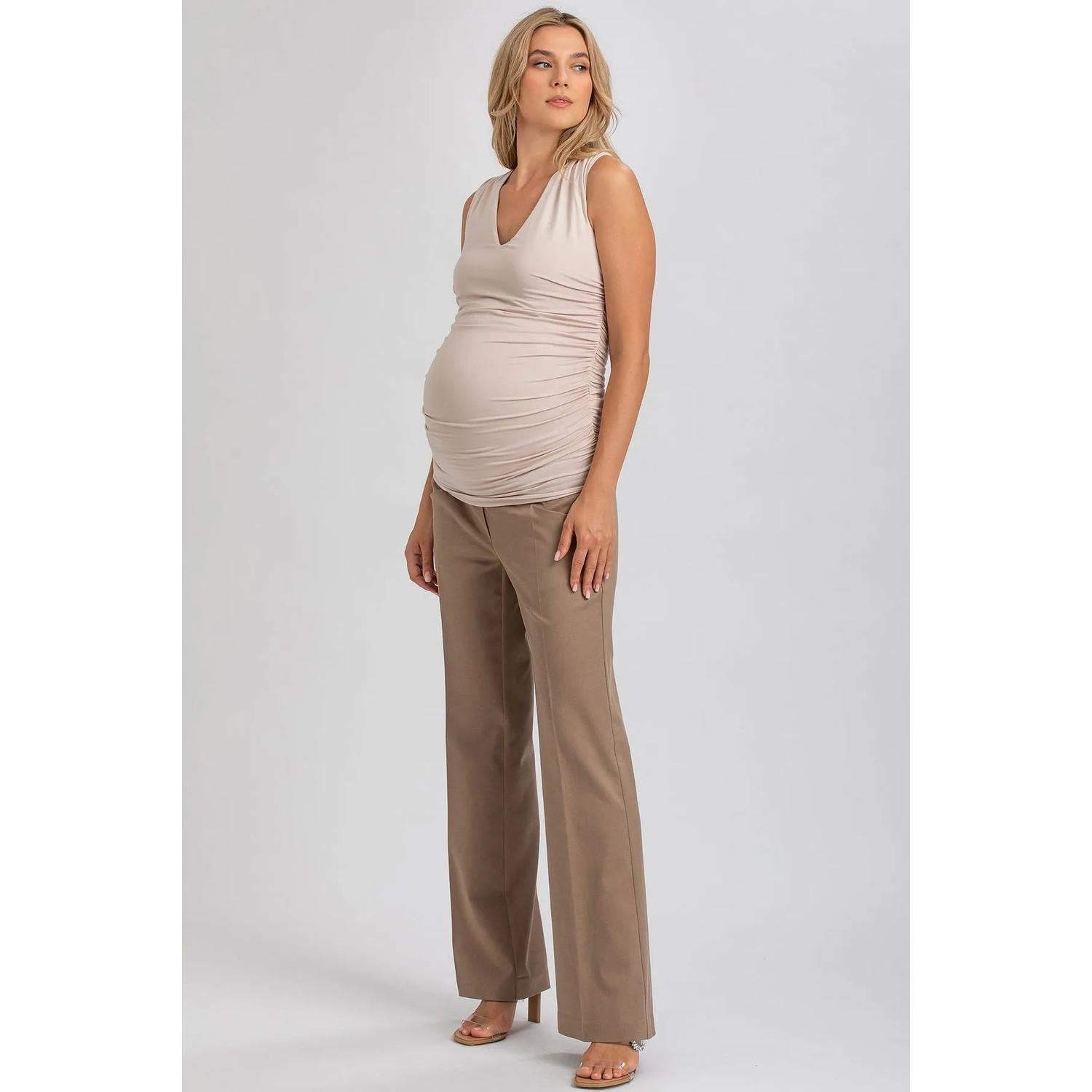 DOLCE - Maglia Premaman Beige Smanicata in Morbido Bambù