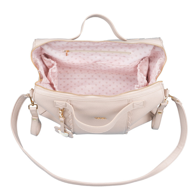 Borsa da passeggio beige con fasciatoio