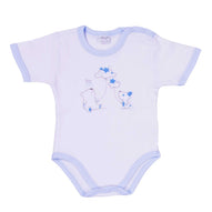 Ellepi - 2 Body con apertura sulla spalla a Maniche Corte 100% Cotone Azzurro