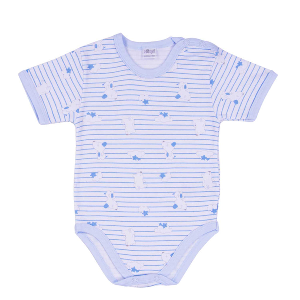 Ellepi - 2 Body con apertura sulla spalla a Maniche Corte 100% Cotone Azzurro