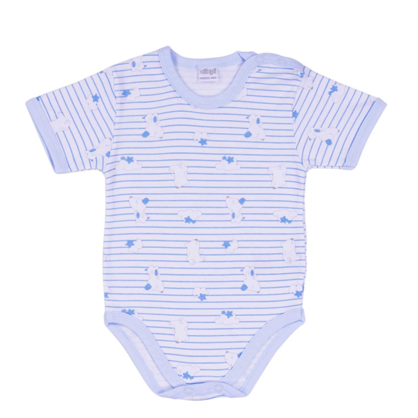 Ellepi - 2 Body con apertura sulla spalla a Maniche Corte 100% Cotone Azzurro
