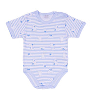 Ellepi - 2 Body con apertura sulla spalla a Maniche Corte 100% Cotone Azzurro