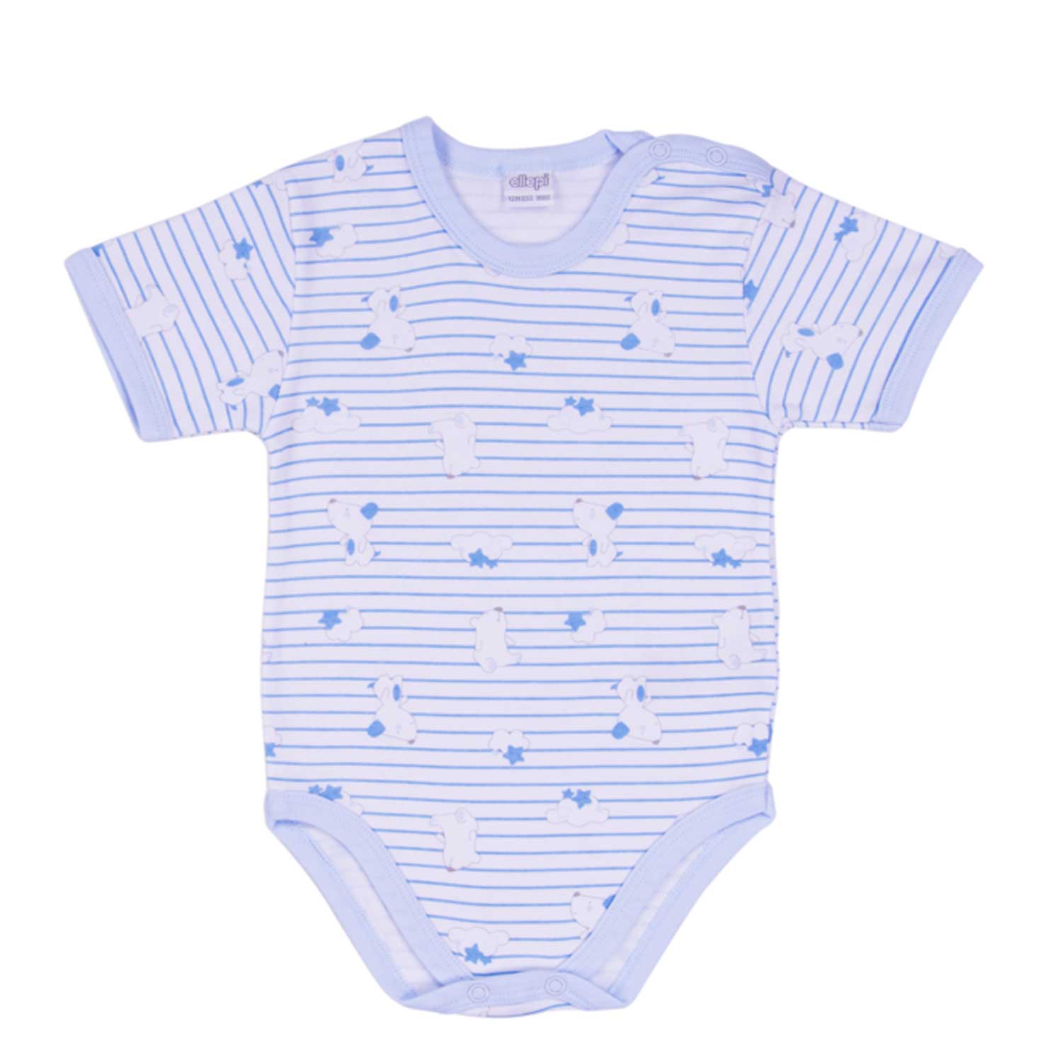 Ellepi - 2 Body con apertura sulla spalla a Maniche Corte 100% Cotone Azzurro
