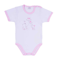 Ellepi - 2 Body con apertura sulla spalla a Maniche Corte 100% Cotone Rosa