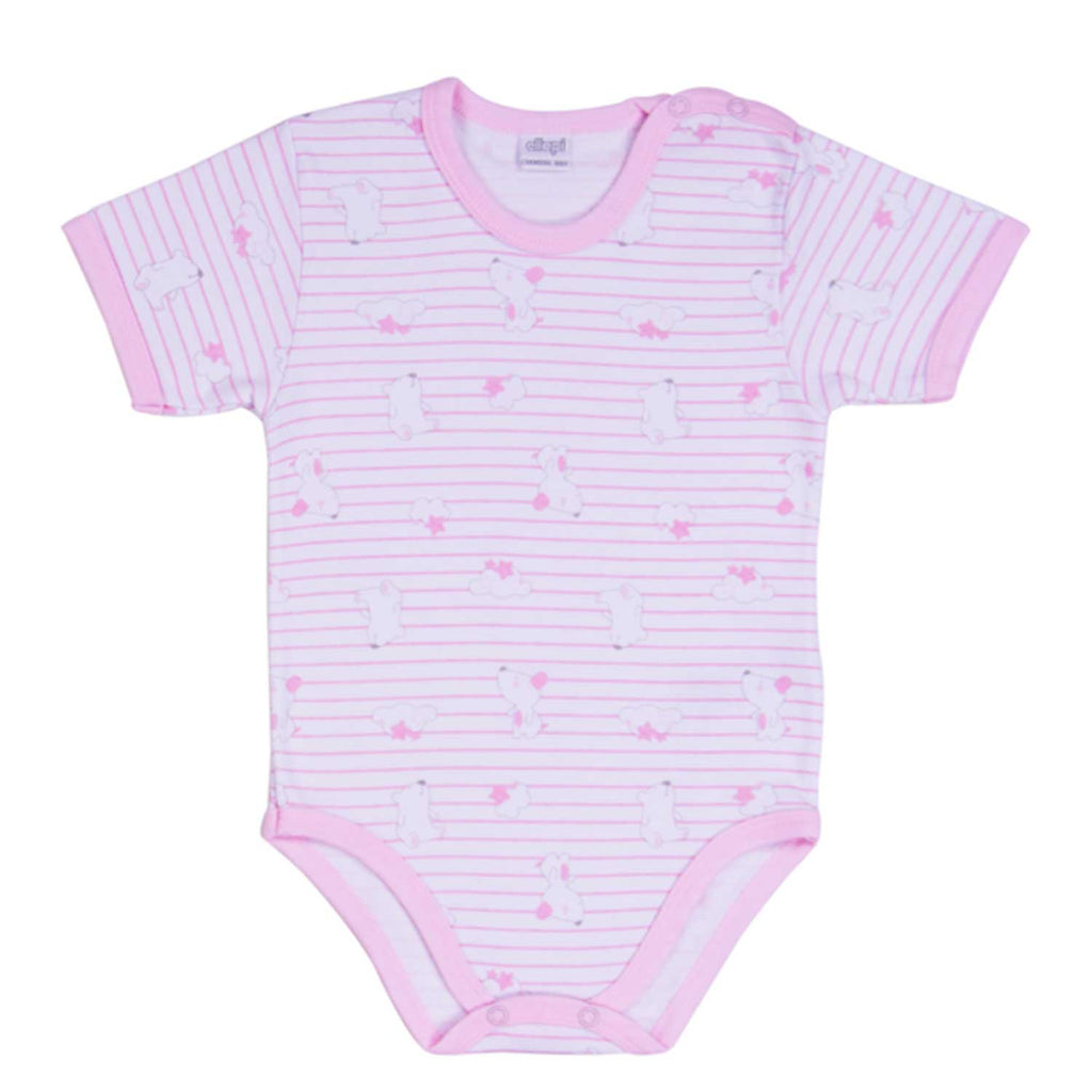 Ellepi - 2 Body con apertura sulla spalla a Maniche Corte 100% Cotone Rosa