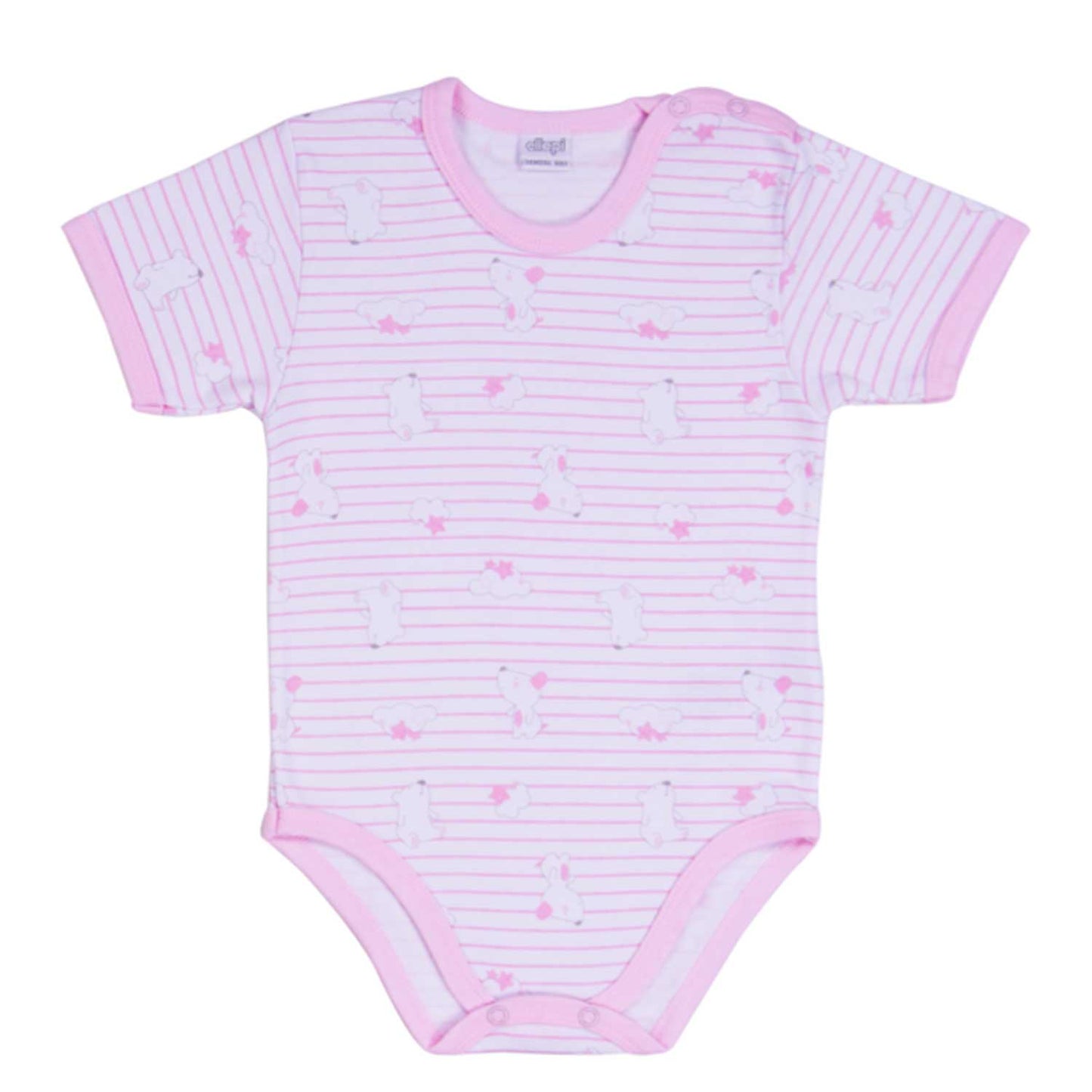 Ellepi - 2 Body con apertura sulla spalla a Maniche Corte 100% Cotone Rosa