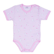 Ellepi - 2 Body con apertura sulla spalla a Maniche Corte 100% Cotone Rosa