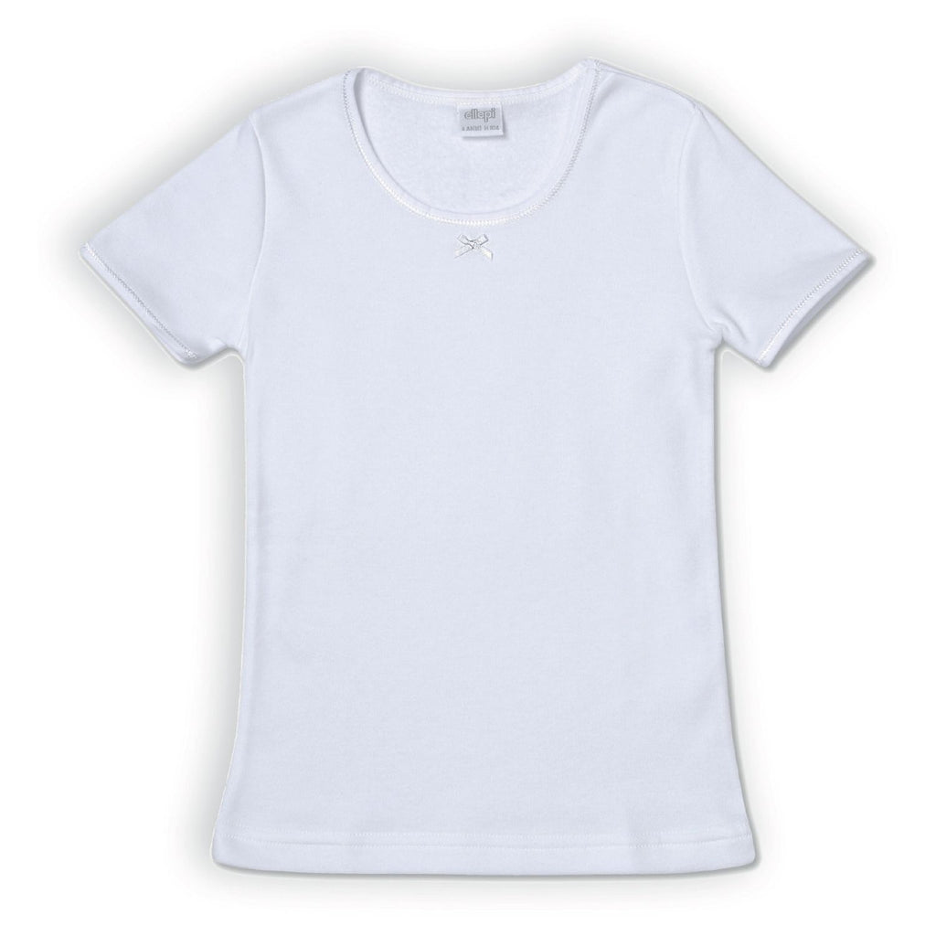 Ellepi - Maglia a maniche corte bianca da bambina in caldo cotone