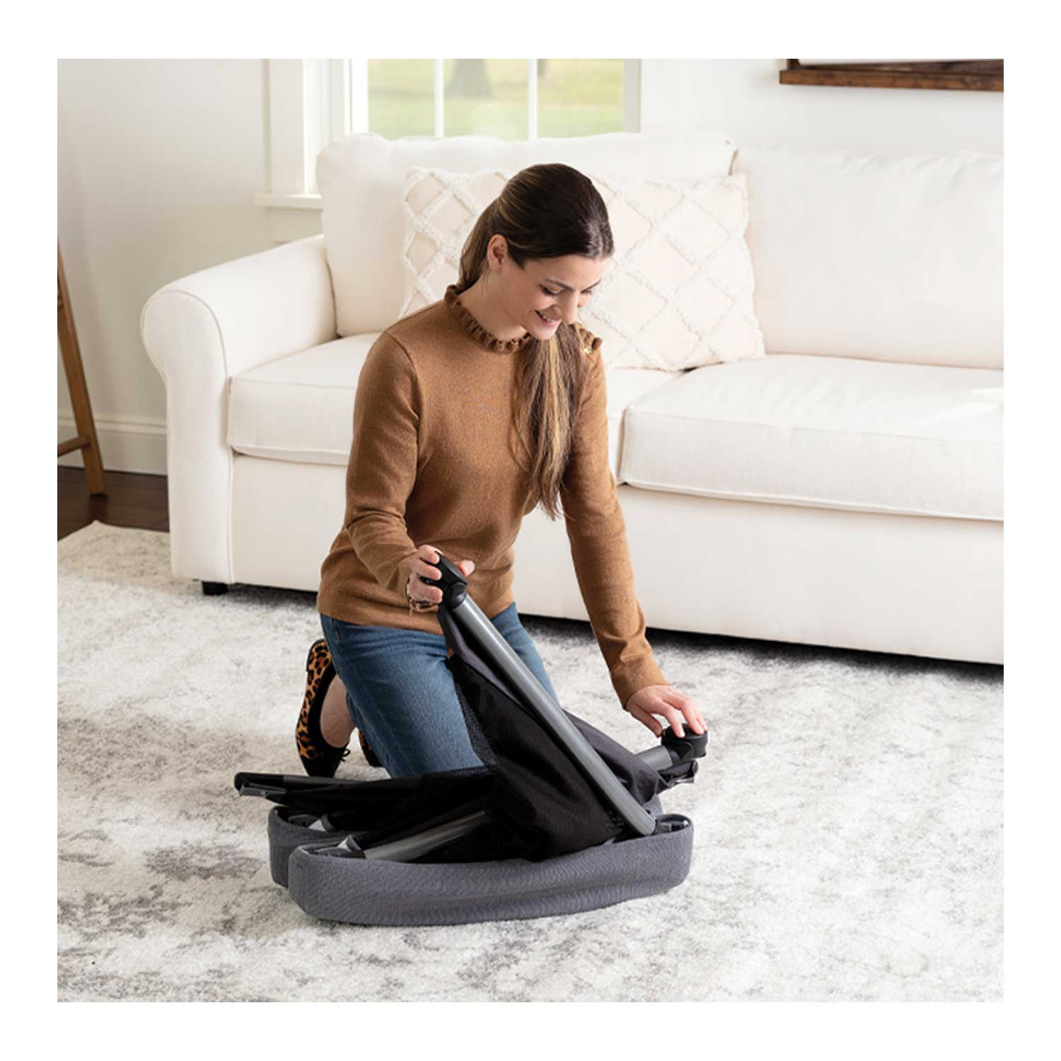 VEVOR Lettino Pieghevole Neonato - Portata 35kg, Con Ombrellone, Ruote, Zanzariera E Fasciatoio - Foto 9