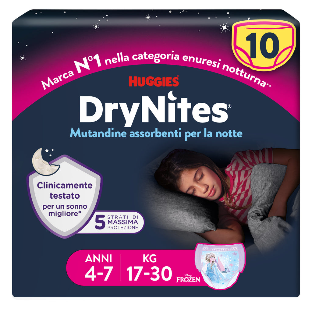 Huggies - DryNites Mutandine per femmine taglia 4-7 (10 pz)
