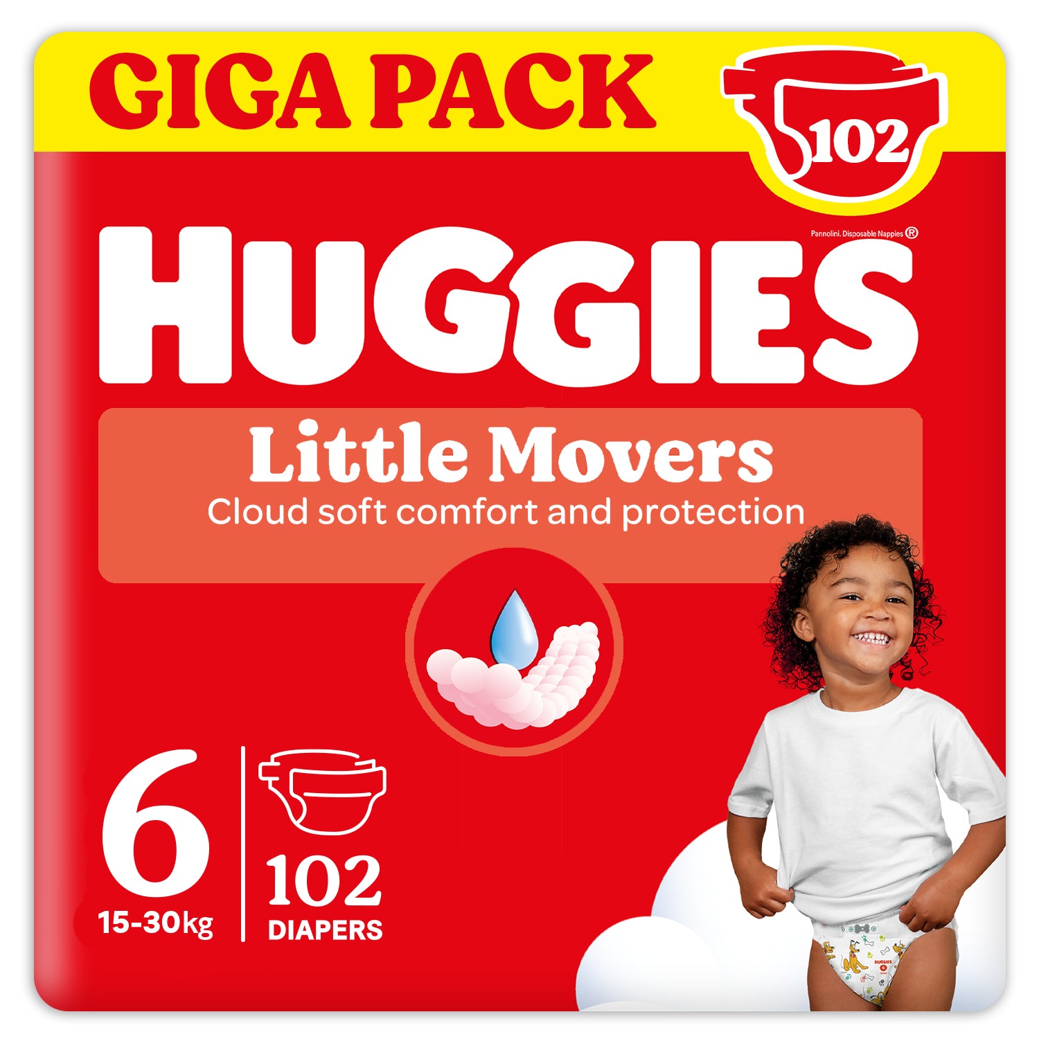 Huggies - Little Movers Pannolini Gigapack taglia 6 (102 pz)