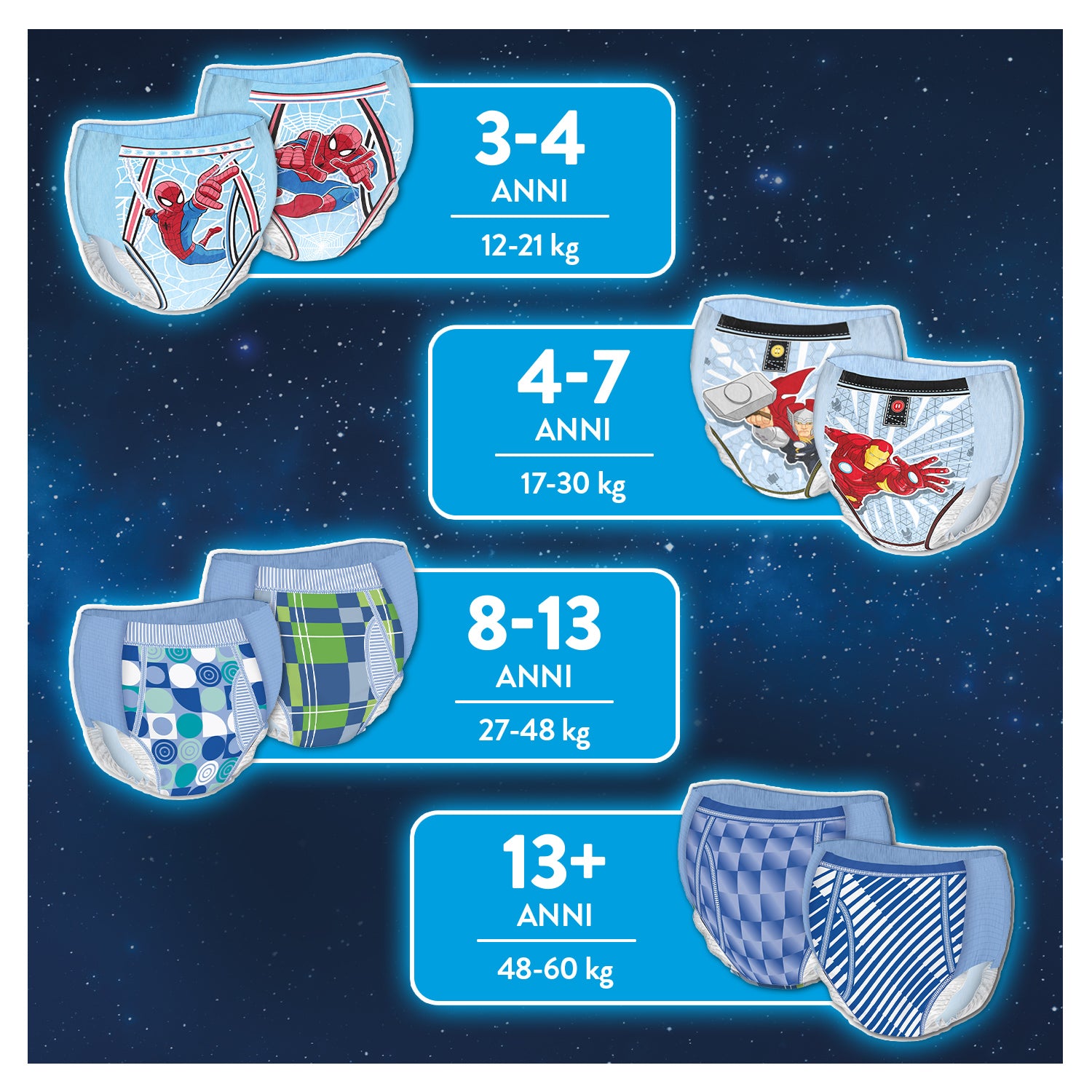 Huggies - DryNites Mutandine per maschi taglia 8-13 (9 pz)