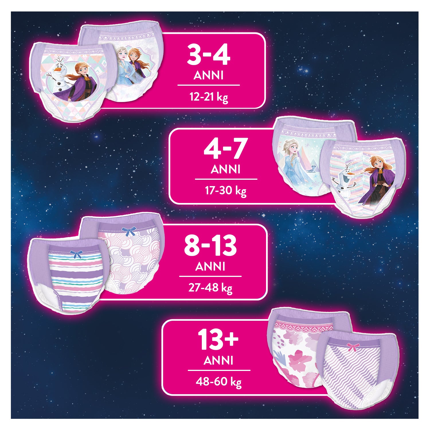 Huggies - DryNites Mutandine per femmine taglia 13+ (9 pezzi)