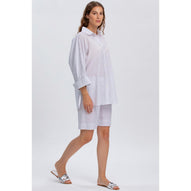 LIPARI - Camicia Oversize in Lino a Righe Grige