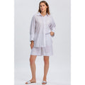 LIPARI - Camicia Oversize in Lino a Righe Grige
