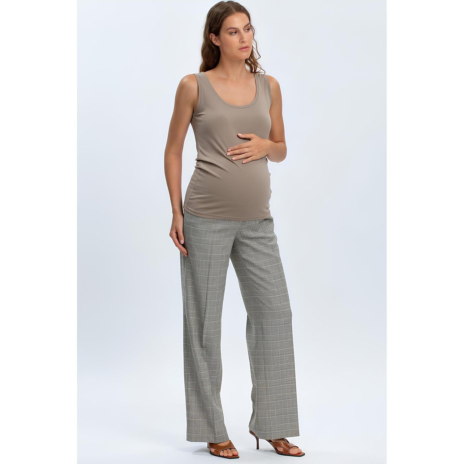 MARETTIMO - Top Premaman Beige con Scollo Rotondo