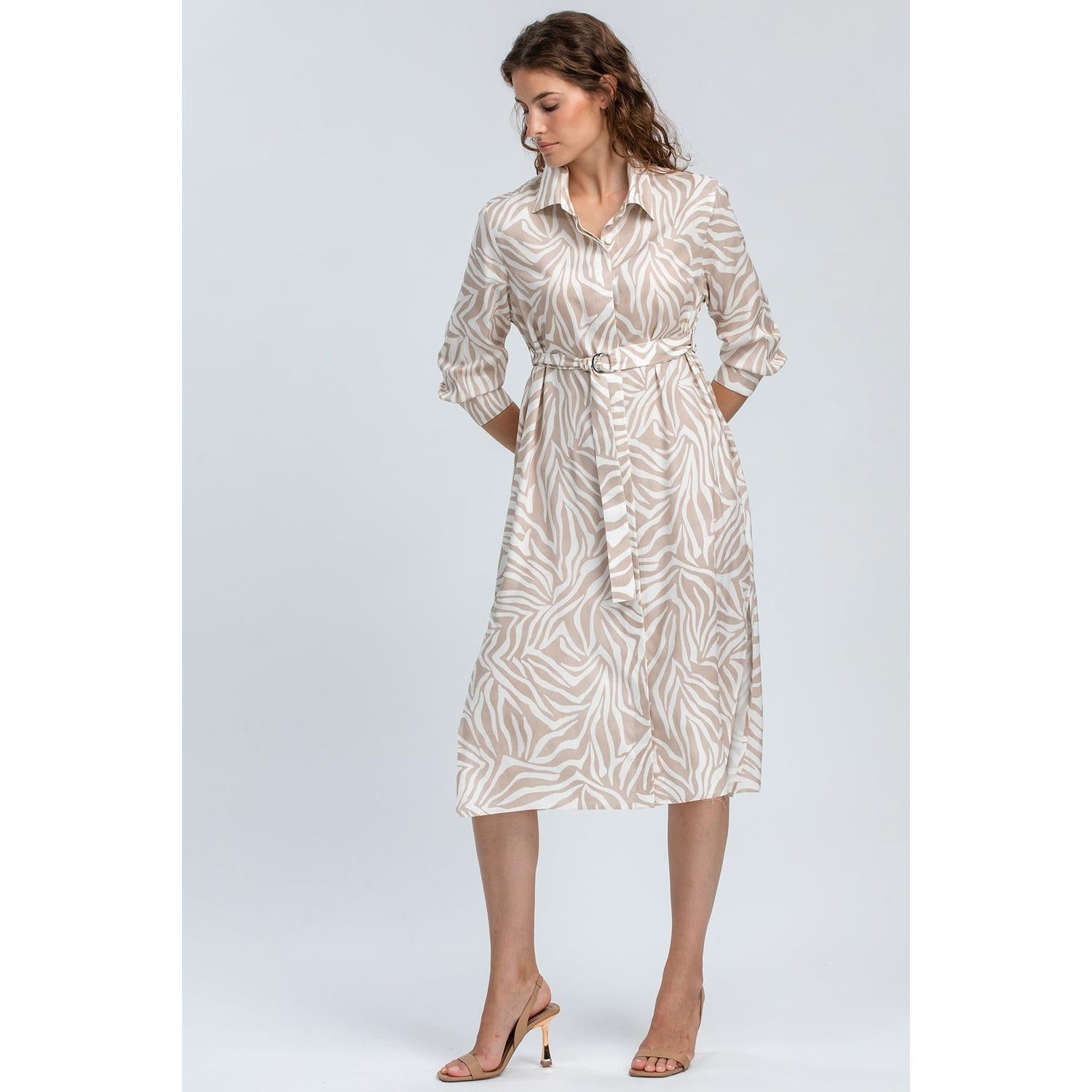 MARGHERITA QC67 - Abito a Camicia Stampato