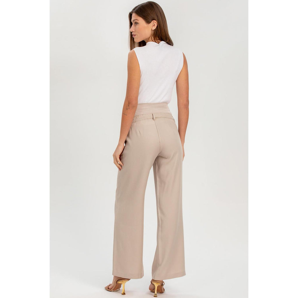 WARREN - Pantaloni Premaman a Gamba Larga Ice Beige