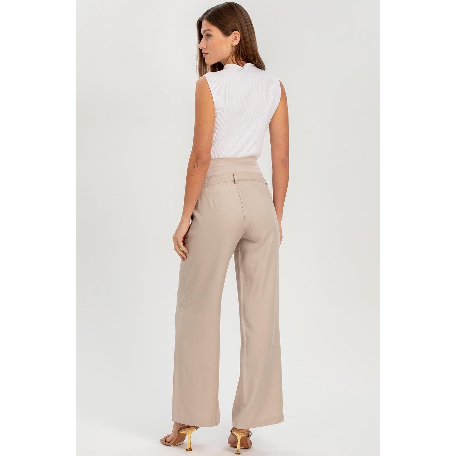 WARREN - Pantaloni Premaman a Gamba Larga Ice Beige