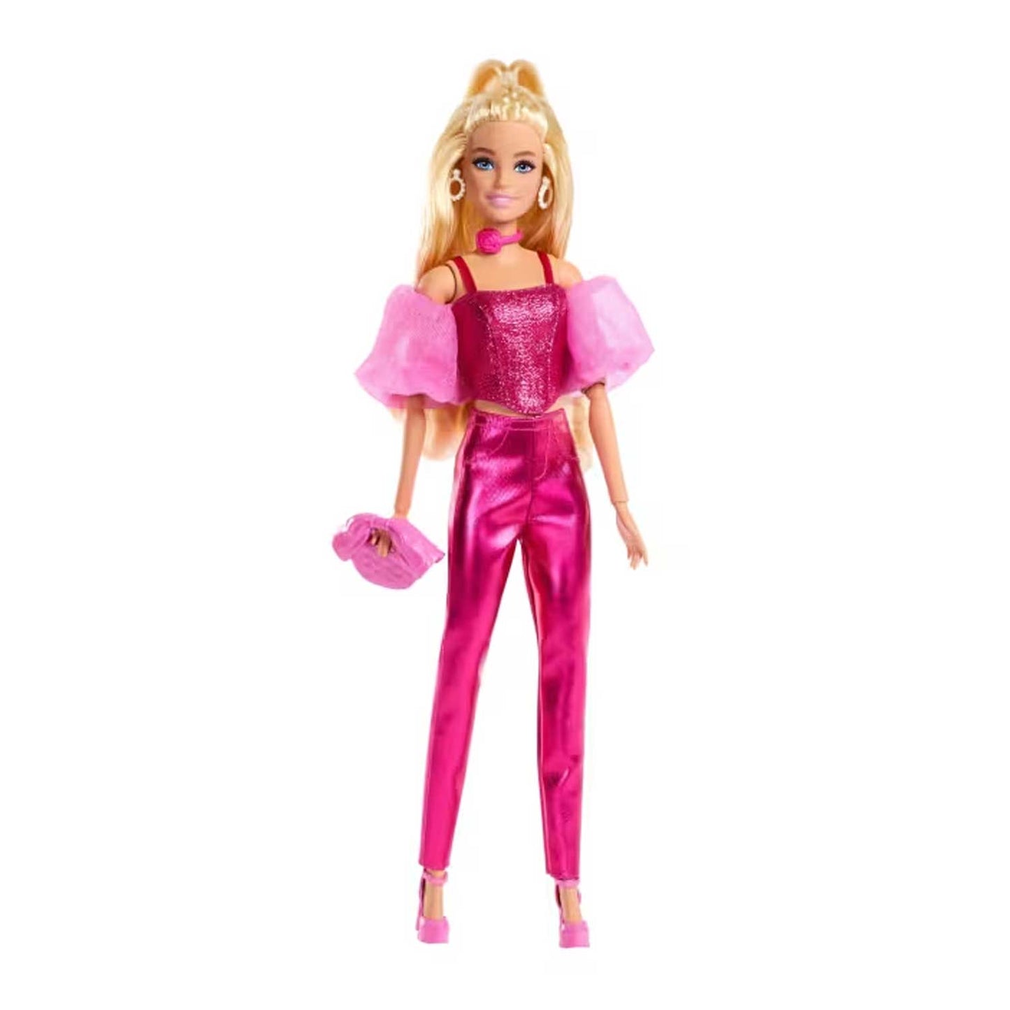 Mattel - Barbie Fashionista Deluxe Metallic Bionda Con Vestito Rosa JFP40