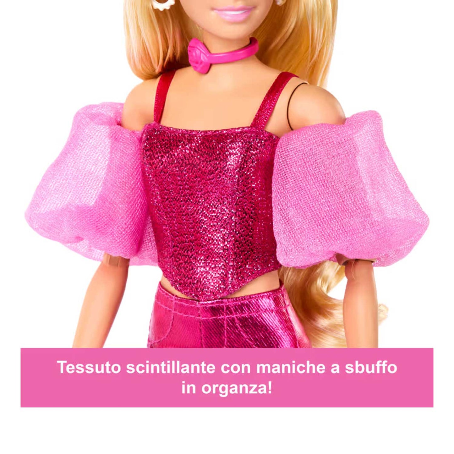 Mattel - Barbie Fashionista Deluxe Metallic Bionda Con Vestito Rosa JFP40
