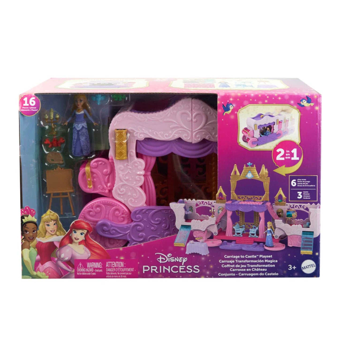Mattel - Disney Princess Playset 2in1: Castello Con Carrozza HWX17
