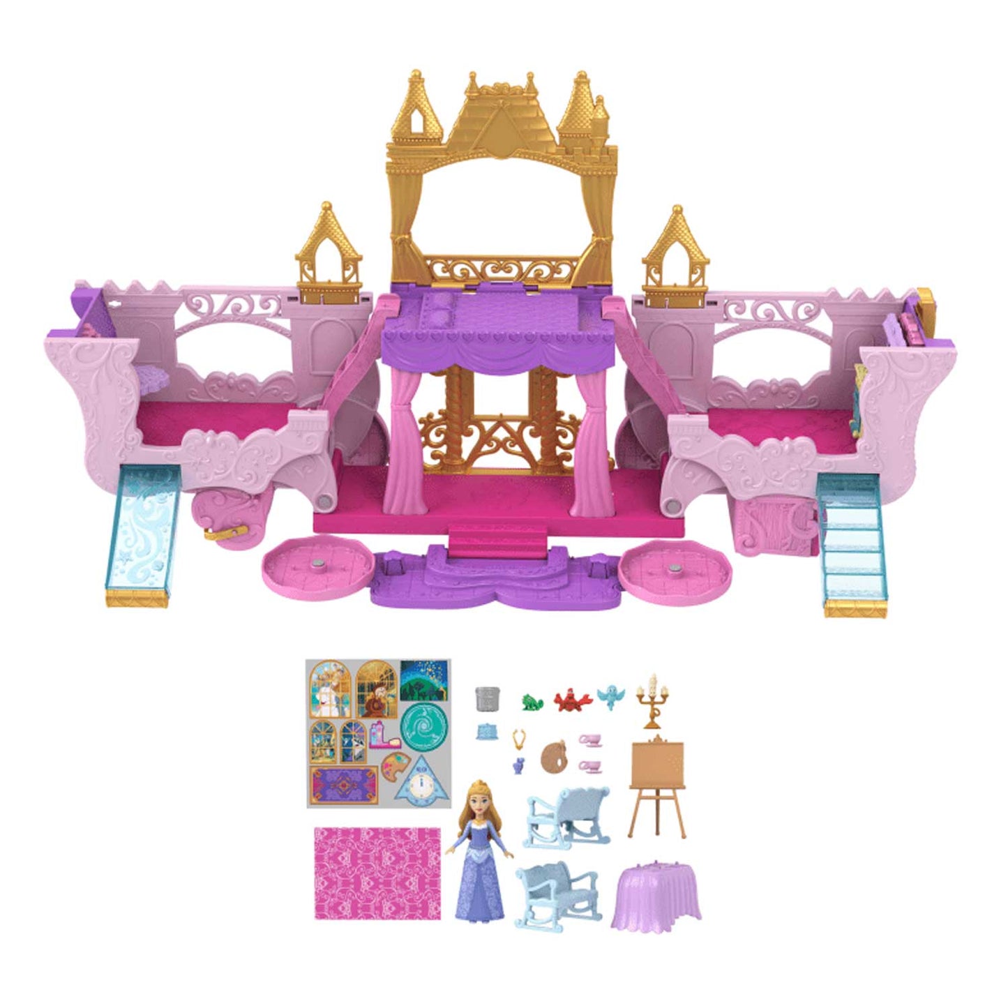 Mattel - Disney Princess Playset 2in1: Castello Con Carrozza HWX17