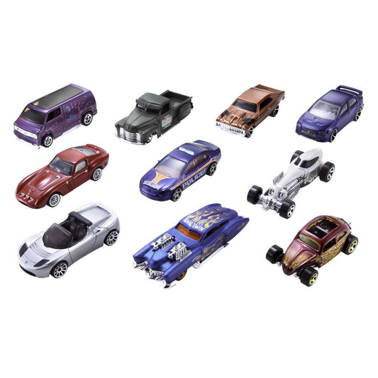 Mattel - Hot Wheels Confezione 10 Macchinine Assortite