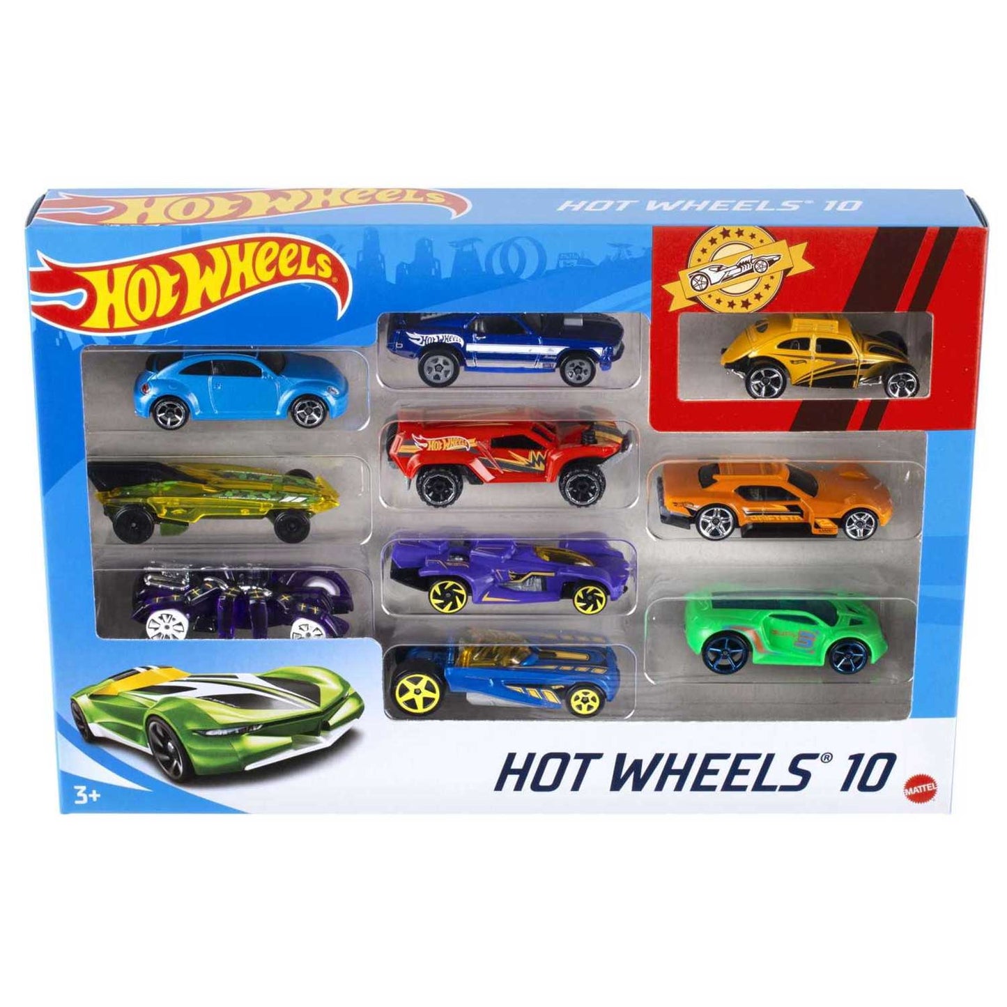 Mattel - Hot Wheels Confezione 10 Macchinine Assortite