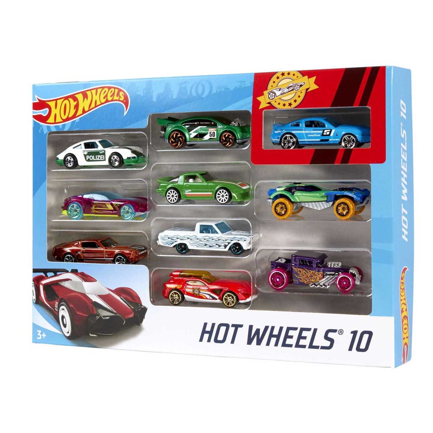 Mattel - Hot Wheels Confezione 10 Macchinine Assortite