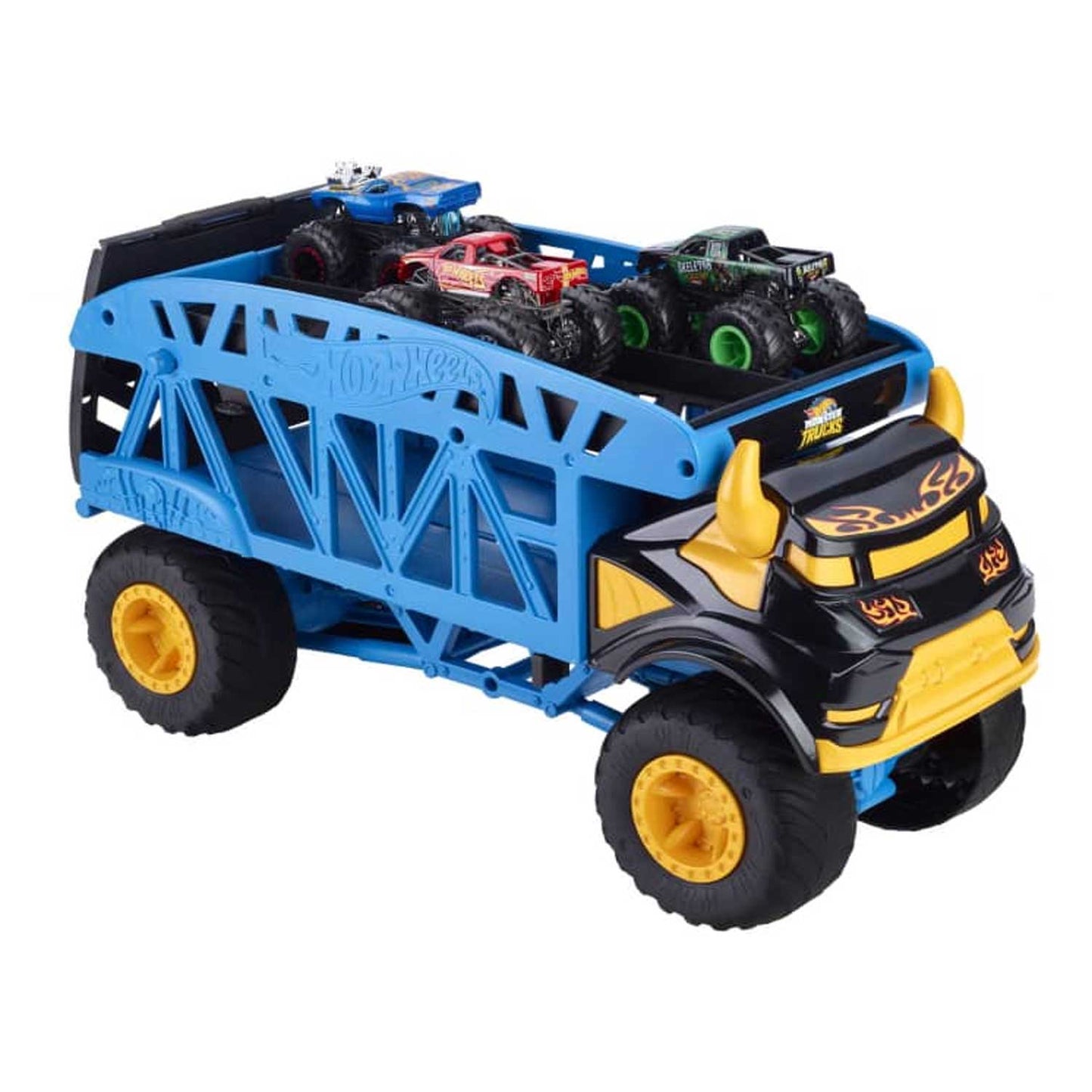 Mattel - Hot Wheels Monster Truck Trasportatore Con 3 Auto Largo 58 cm GGB64