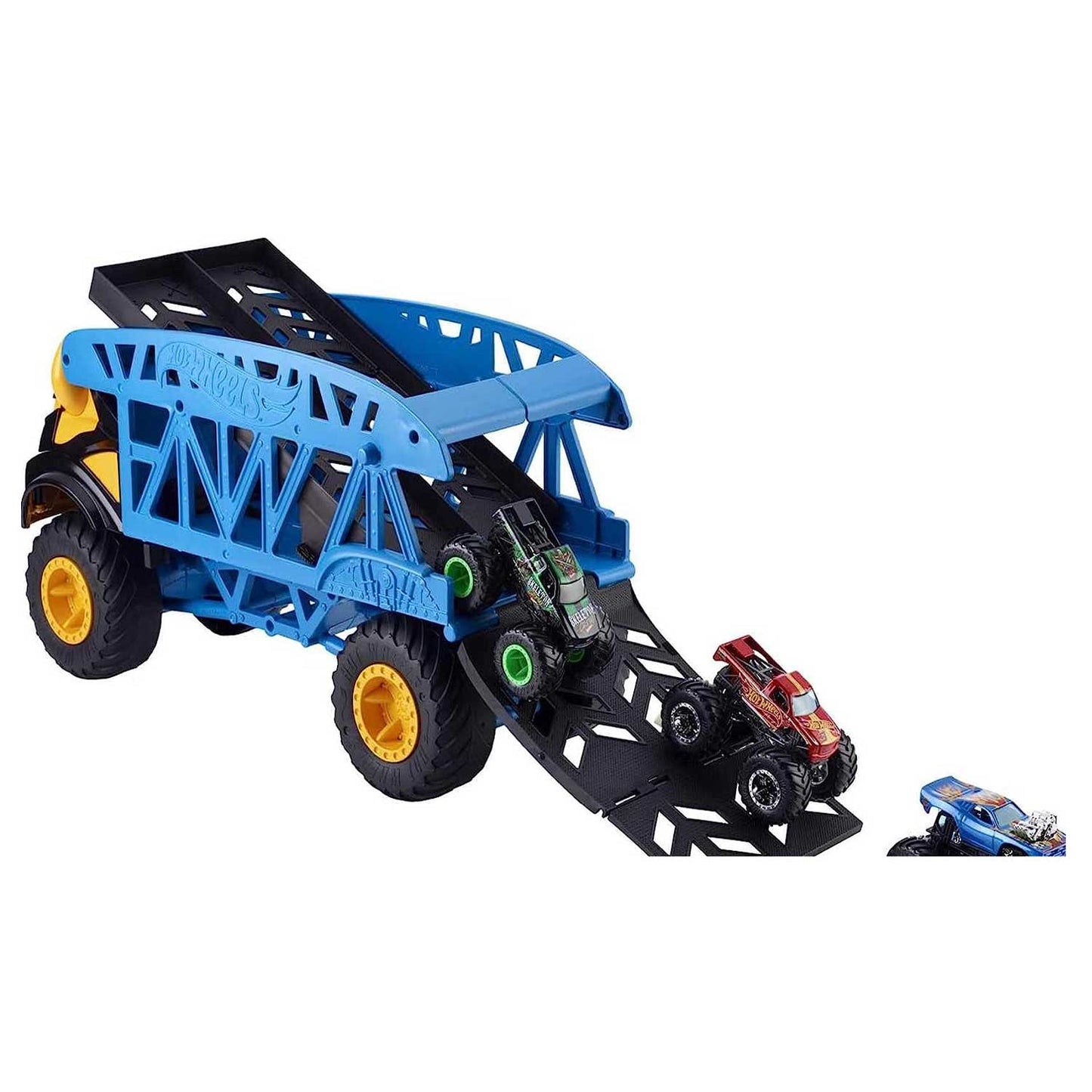Mattel - Hot Wheels Monster Truck Trasportatore Con 3 Auto Largo 58 cm GGB64