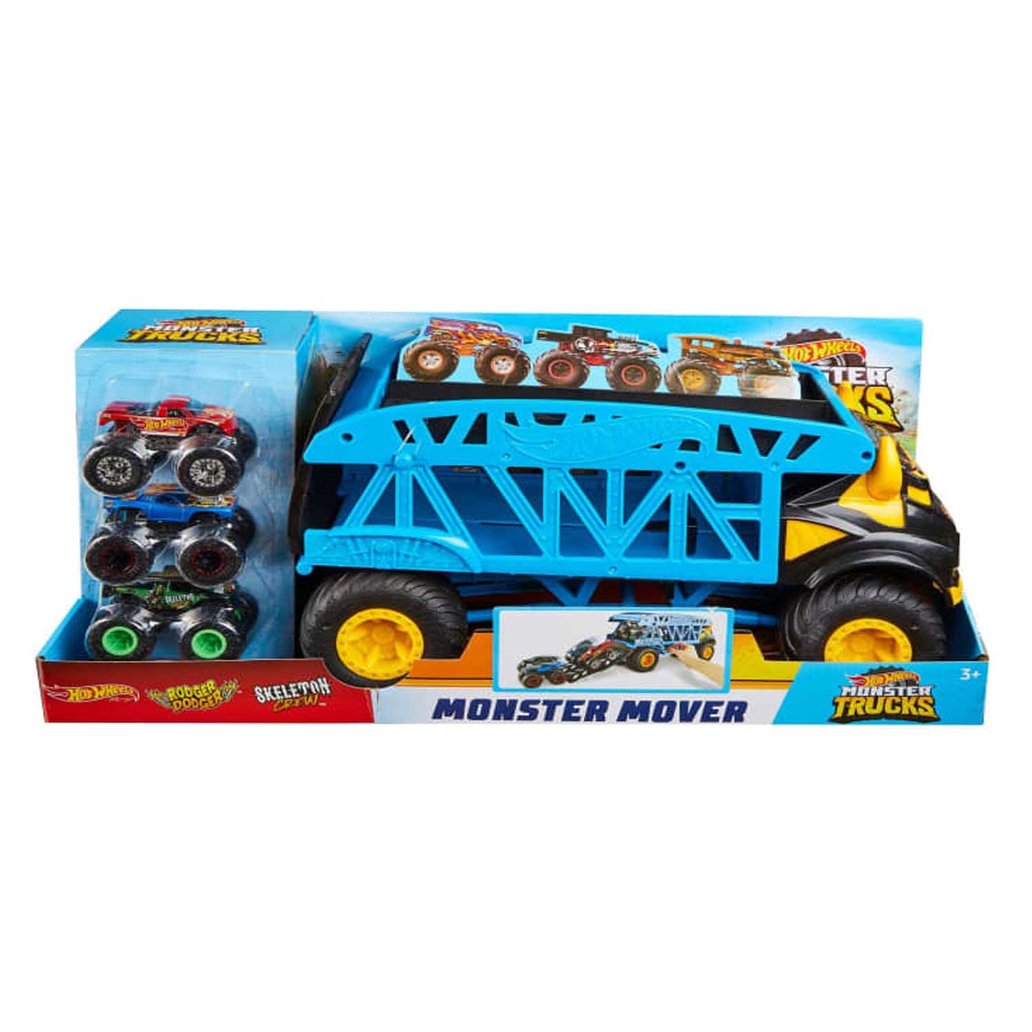 Mattel- Hot Wheels Monster Truck Transporter With 3 Cars 58cm Wide GGB64