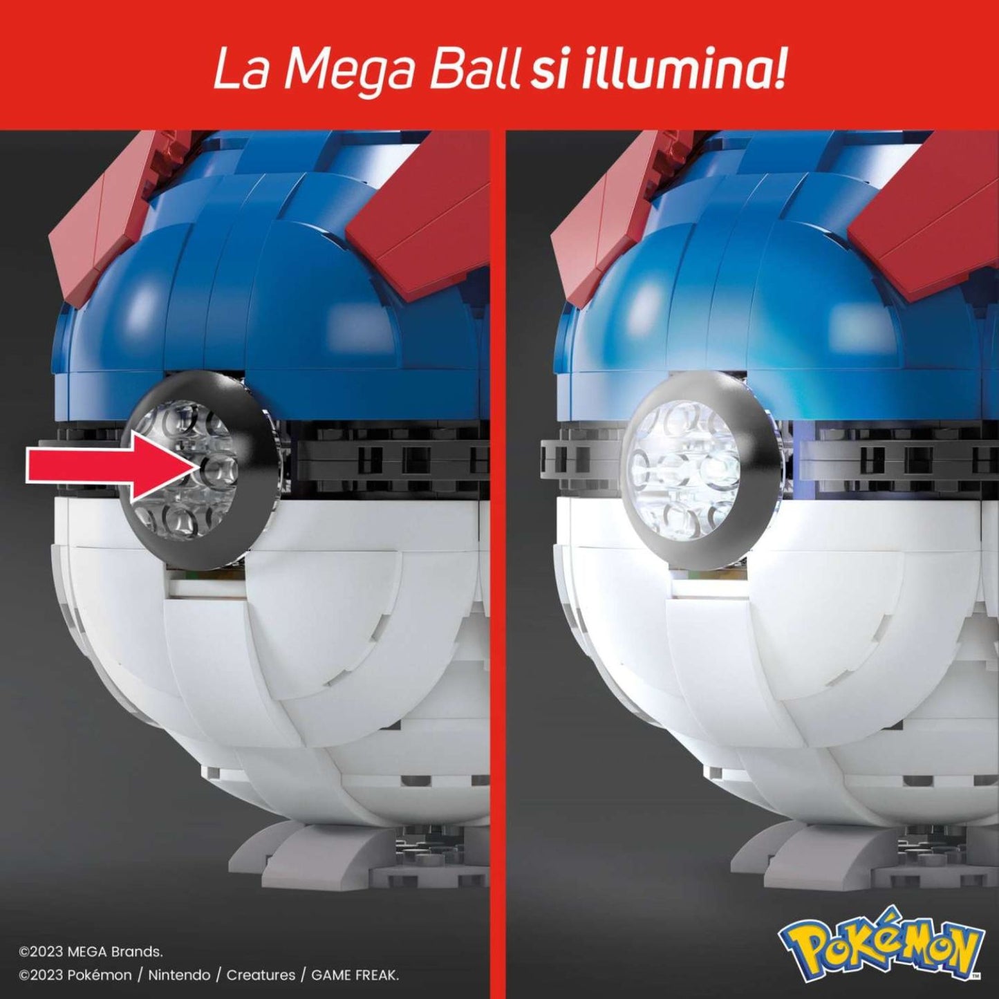Mattel - MEGA Pokémon, Mega Ball Gigante, set da costruzione con luci (299 pezzi) per collezionisti HMW04