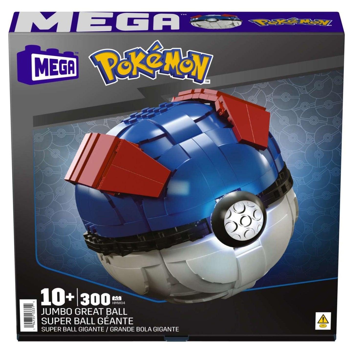 Mattel - MEGA Pokémon, Mega Ball Gigante, set da costruzione con luci (299 pezzi) per collezionisti HMW04