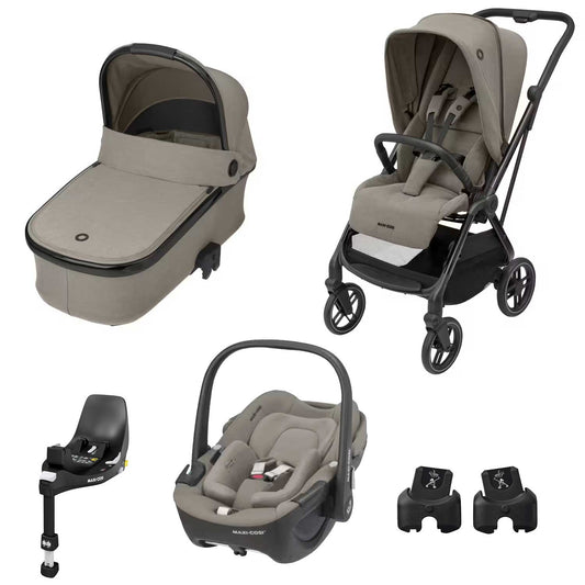 Maxi Cosi - Trio With Leona2 Luxe Stroller + Oria Carrycot + Pebble 360 ​​Car Seat + Family Fix 360 Pro Car Base + Adapters