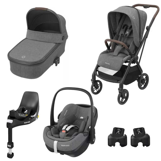 Maxi Cosi - Trio With Leona2 Stroller + Oria Carrycot + Pebble 360 ​​Pro Car Seat + Family Fix 360 Pro Car Base + Adapters