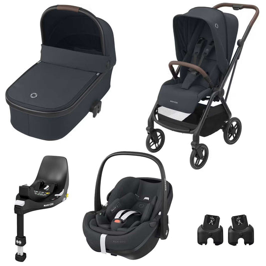 Maxi Cosi - Trio With Leona2 Stroller + Oria Carrycot + Pebble 360 ​​Pro Car Seat + Family Fix 360 Pro Car Base + Adapters
