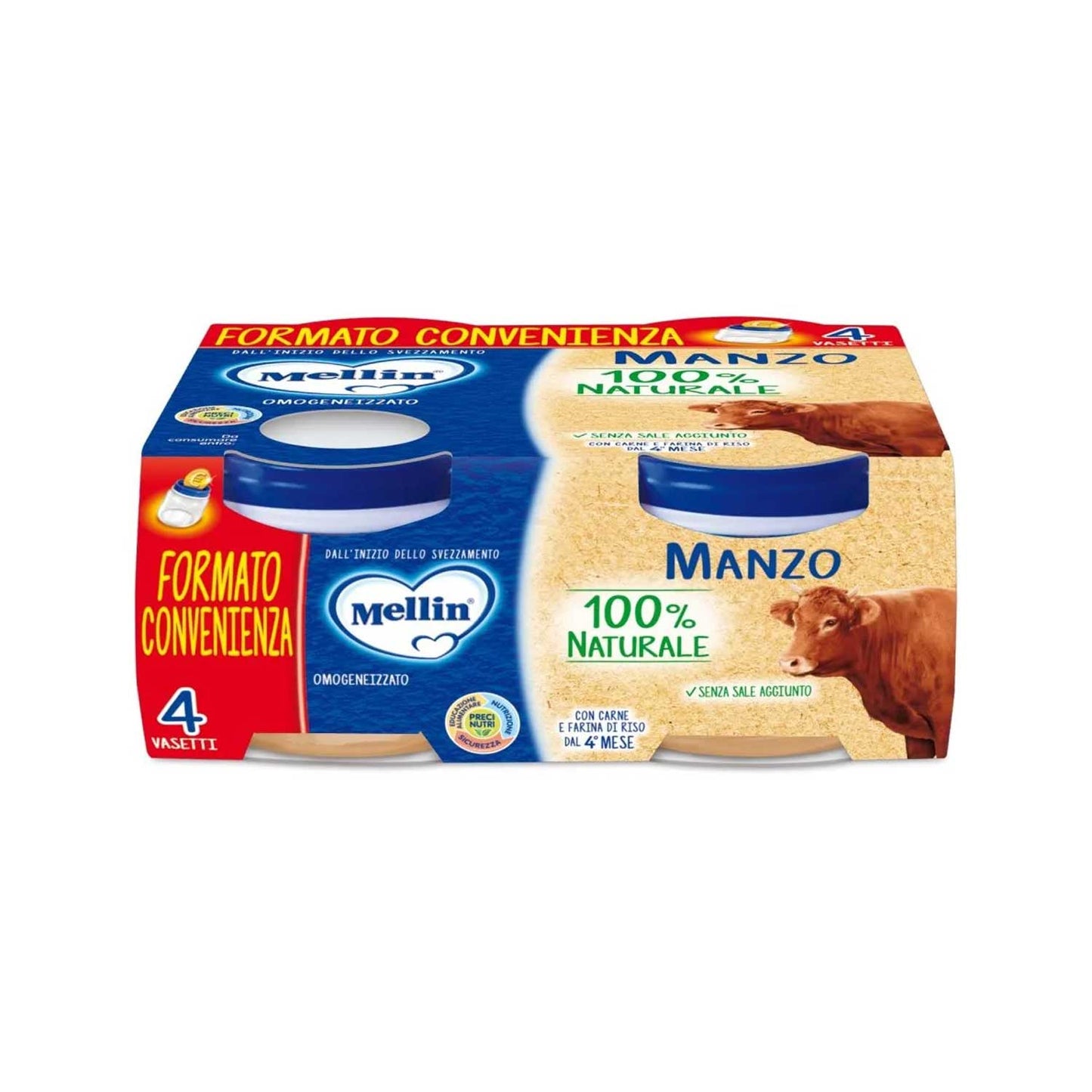 Mellin - Omogeneizzato Manzo: Confezione 4x80 gr