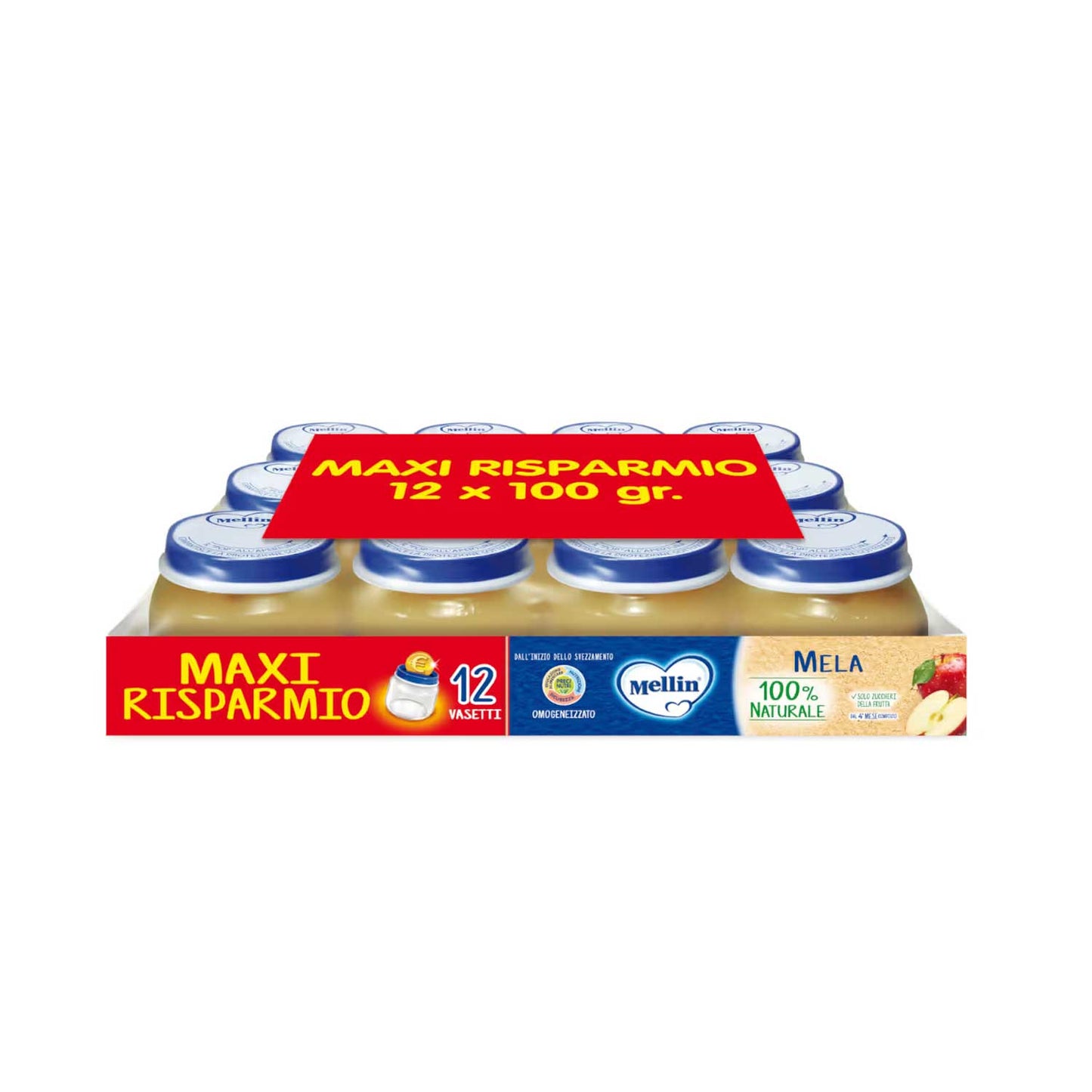 Mellin - Omogeneizzato Mela: Confezione 12x100 gr