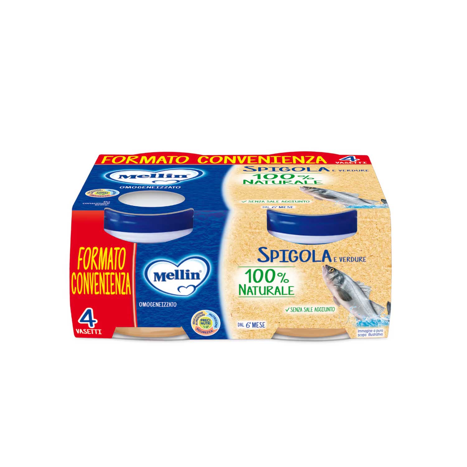 Mellin - Omogeneizzato Pesce Spigola: Confezione 4x80 gr