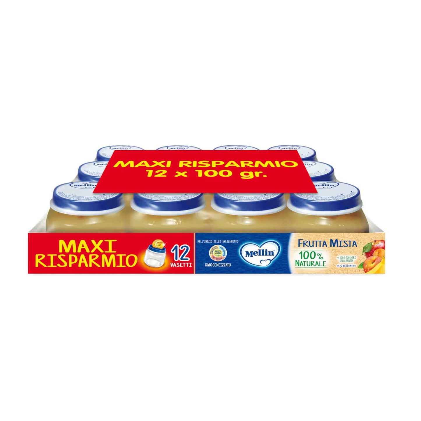 Mellin - Omogeneizzato Frutta Mista: Confezione 12x100 gr