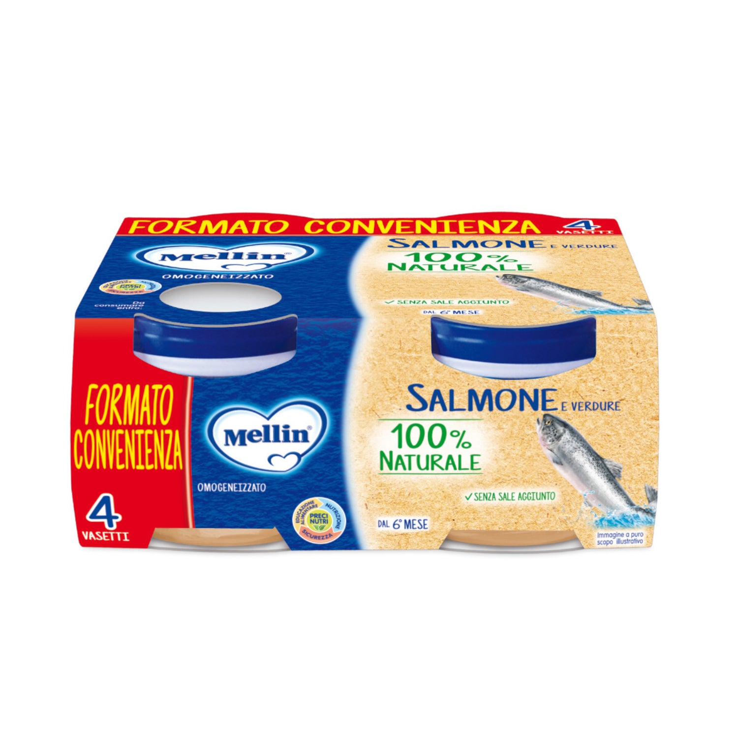 Mellin - Omogeneizzato Pesce Salmone: Confezione 4x80 gr