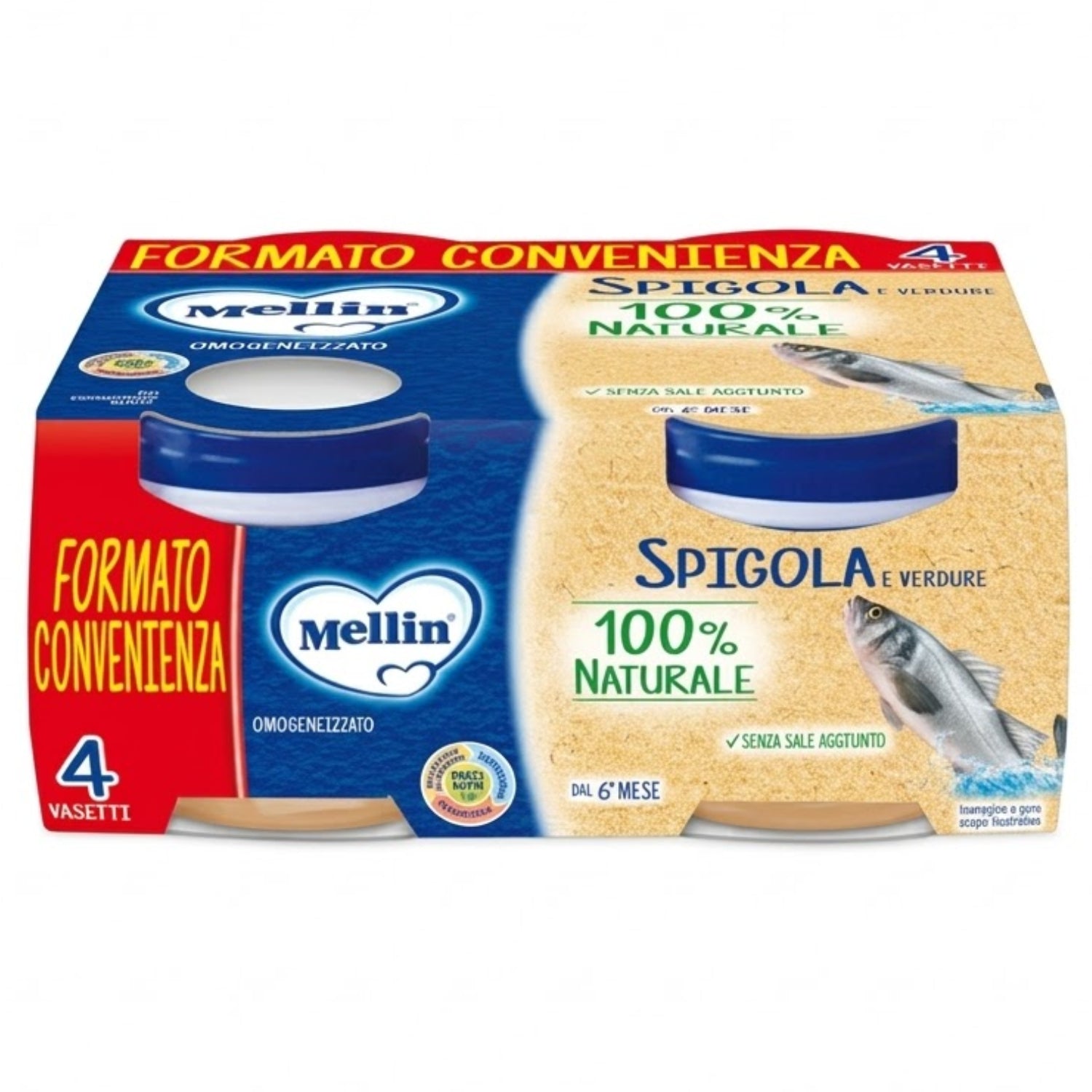 Mellin - Omogeneizzato Pesce Spigola: Confezione 4x80 gr