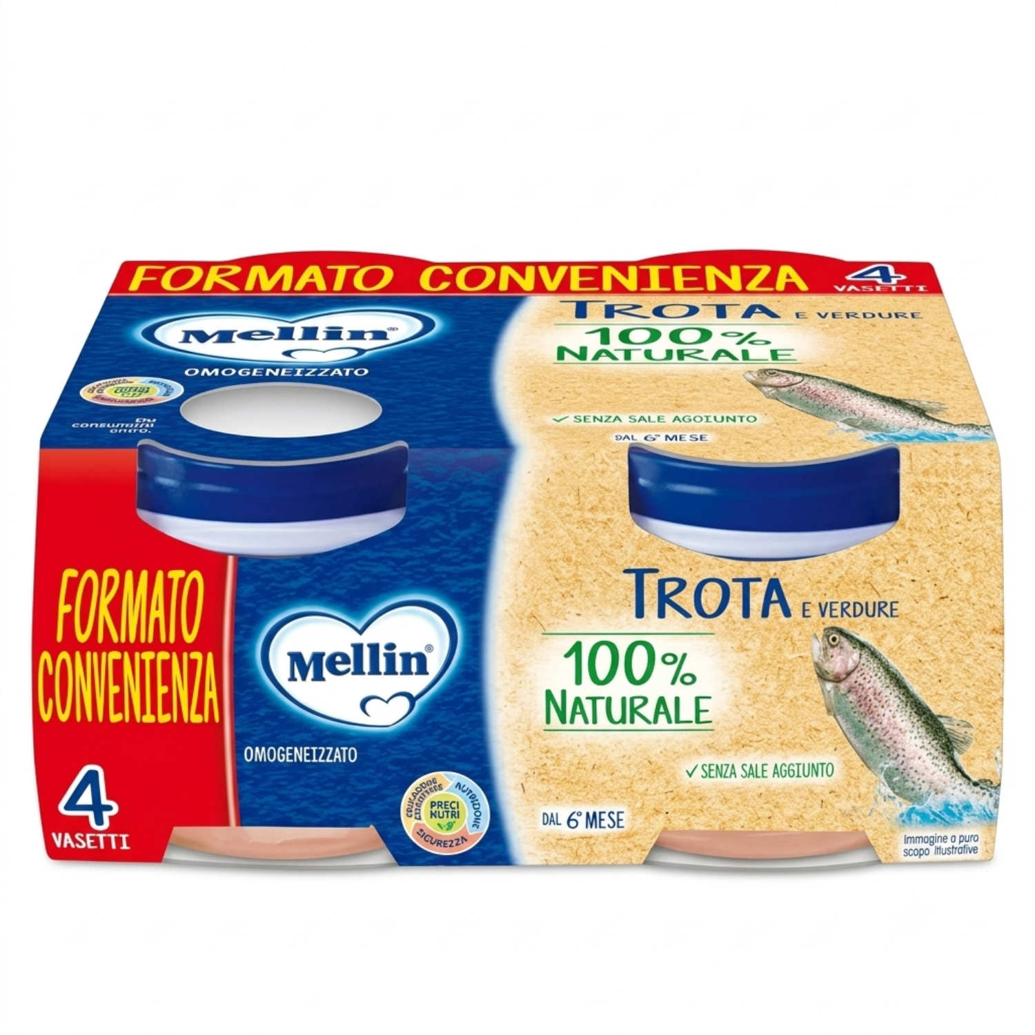 Mellin - Omogeneizzato Pesce Trota: Confezione 4x80 gr