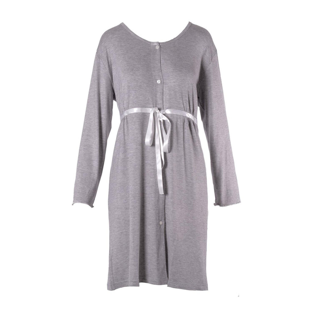 Mysanity - Camicia Parto Aperta Melange Maniche Lunghe Grigio