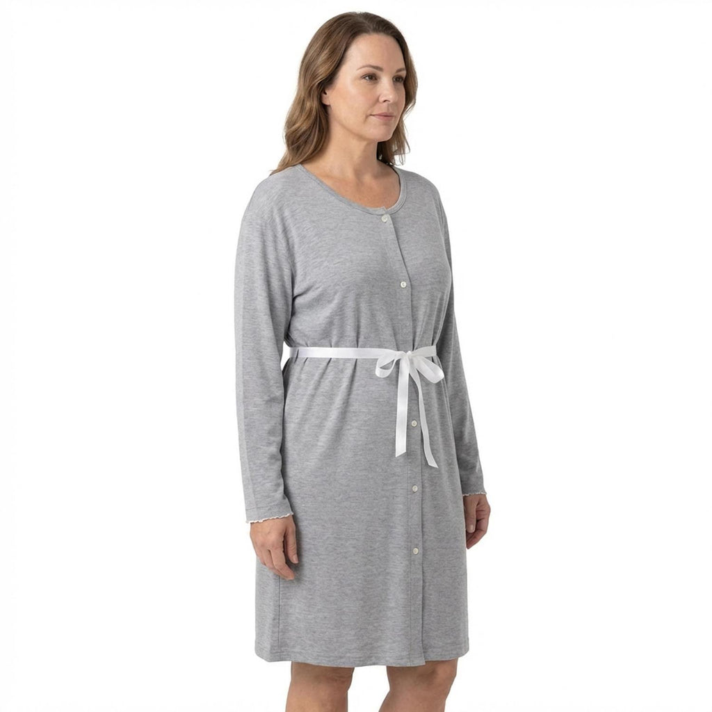 Mysanity - Camicia Parto Aperta Melange Maniche Lunghe Grigio