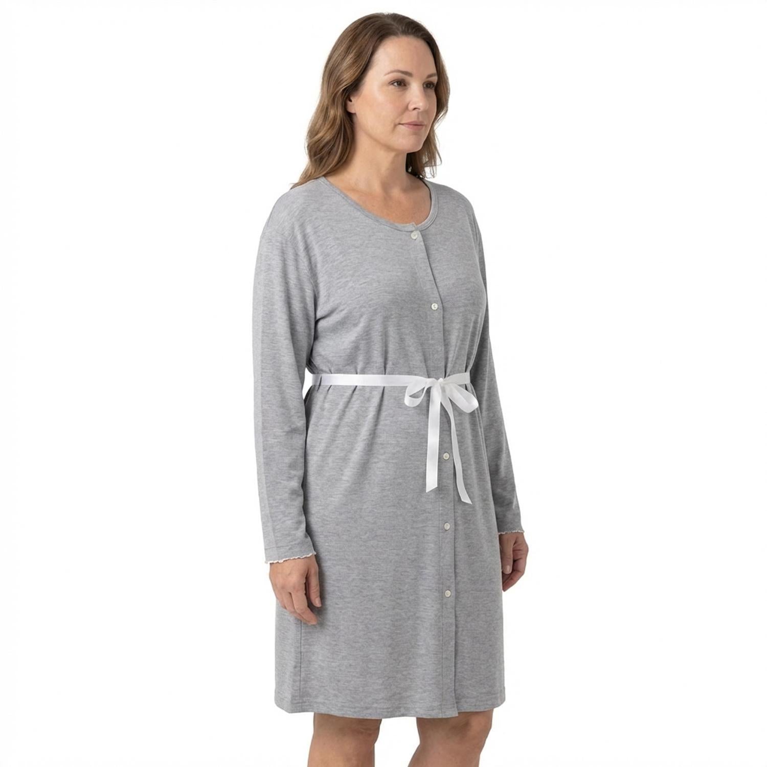 Mysanity - Camicia Parto Aperta Melange Maniche Lunghe Grigio