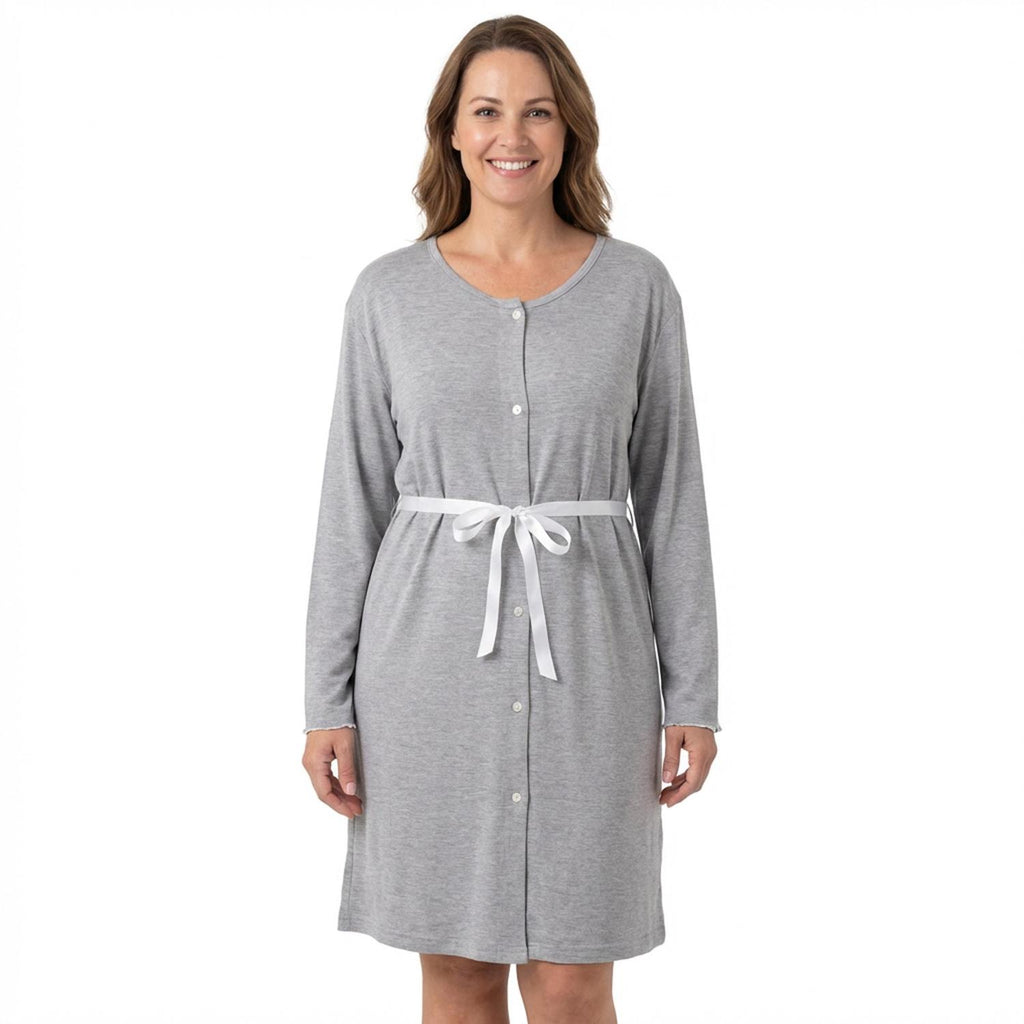 Mysanity - Camicia Parto Aperta Melange Maniche Lunghe Grigio